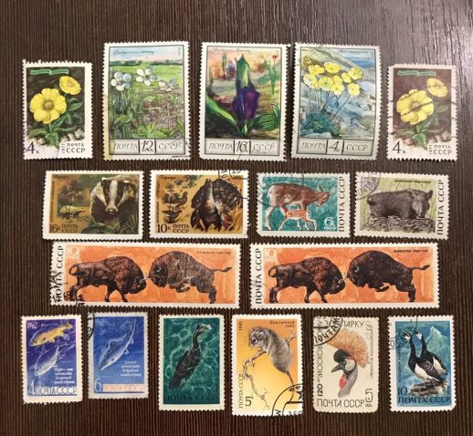 Почтовые марки с флорой и фауной